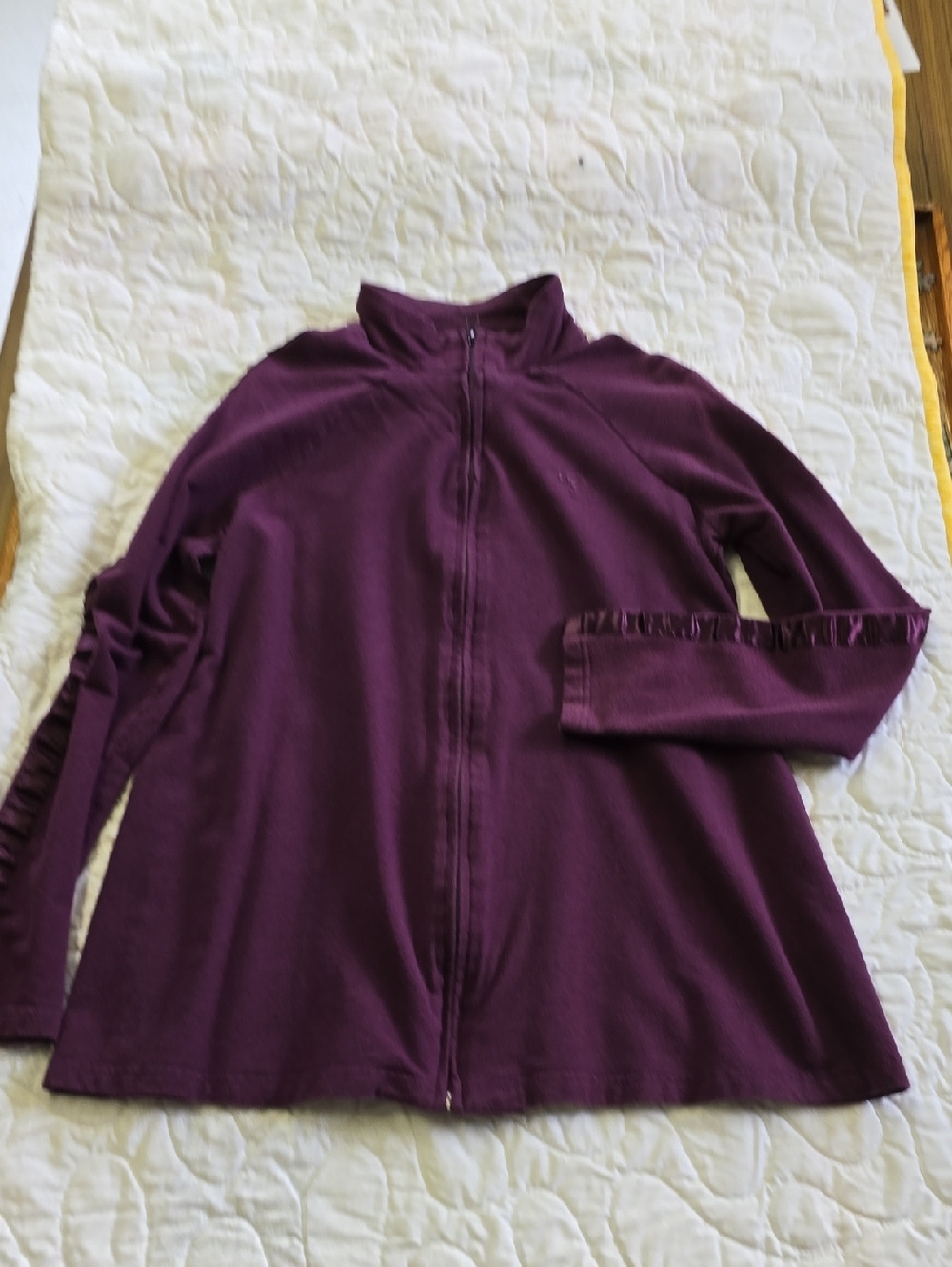 Women's Zip-Front Ruffle-Trim Jacket - Plum